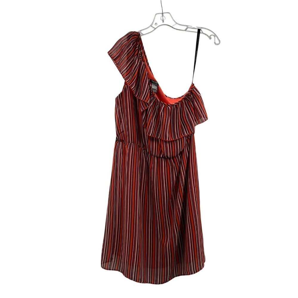 Bisou Bisou Women's Striped One Shoulder A-Line Dress Orange/Multi Size 12